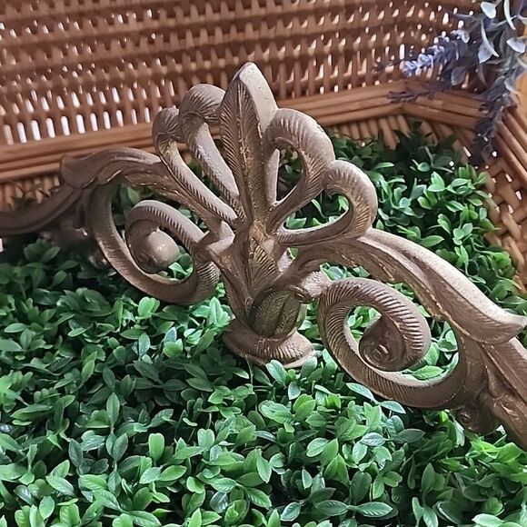 Vintage Solid Brass Wall Pediment - Picture 5 of 9